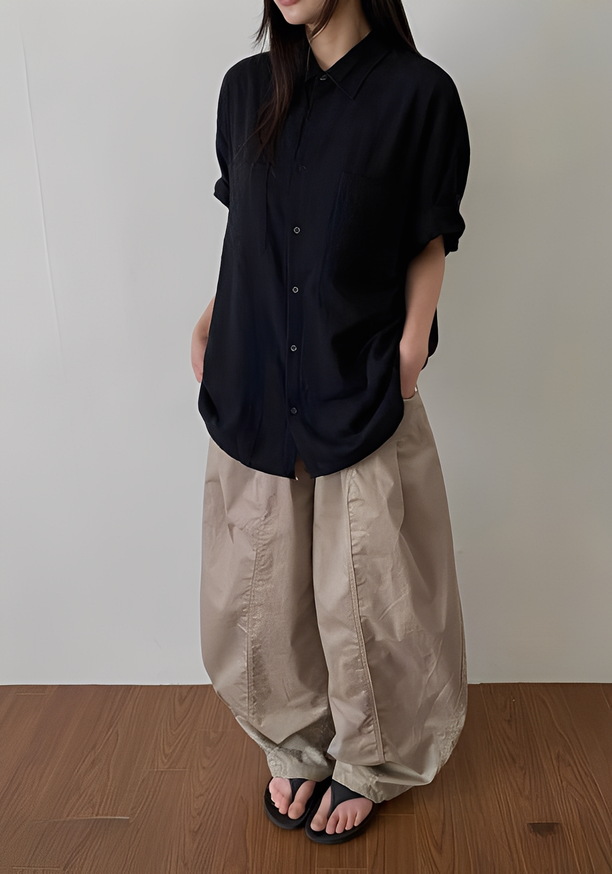 Hollow Single Pleat Pants