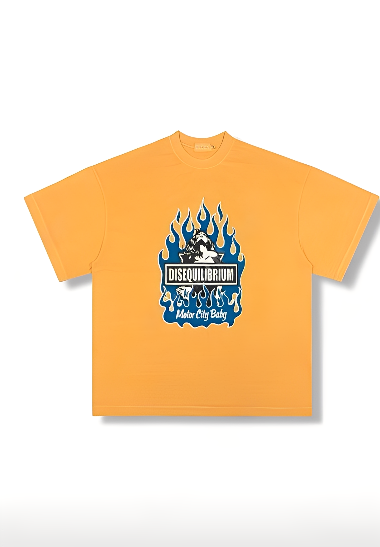 Blue flame pigment short-sleeved T-shirt