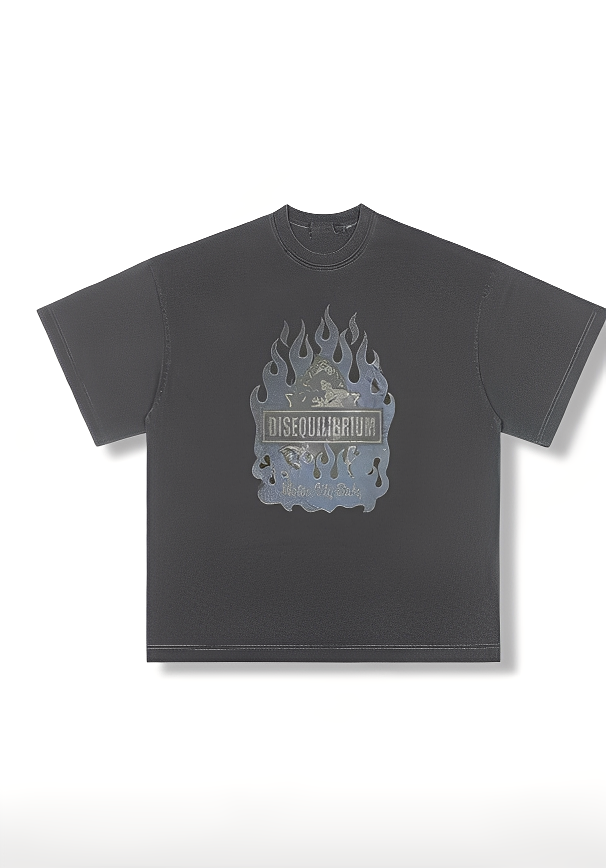 Blue flame pigment short-sleeved T-shirt