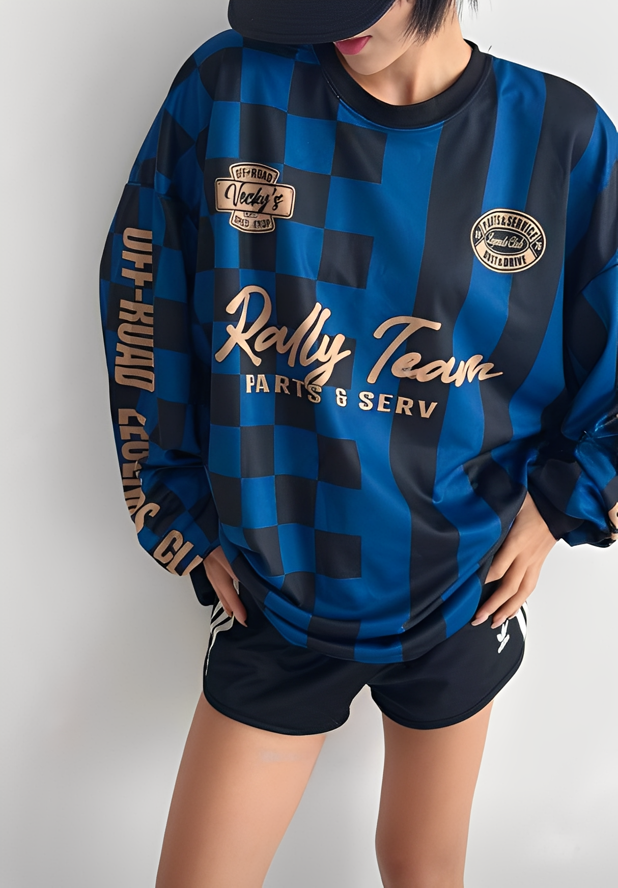 Checkerboard Mesh Uniform Long-Sleeved T-Shirt