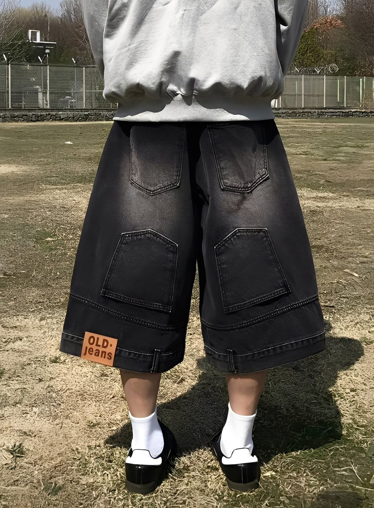 Vintage Denim Cropped Bermuda Shorts