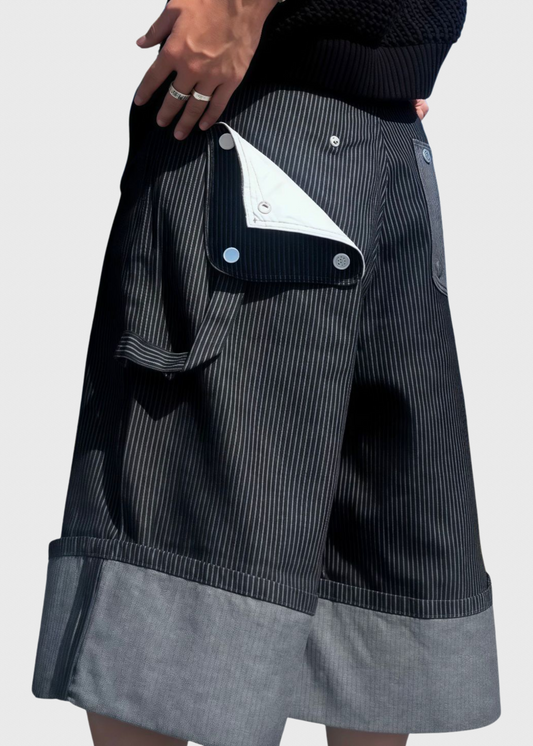 Striped Roll-Up Carpenter Bermuda Shorts