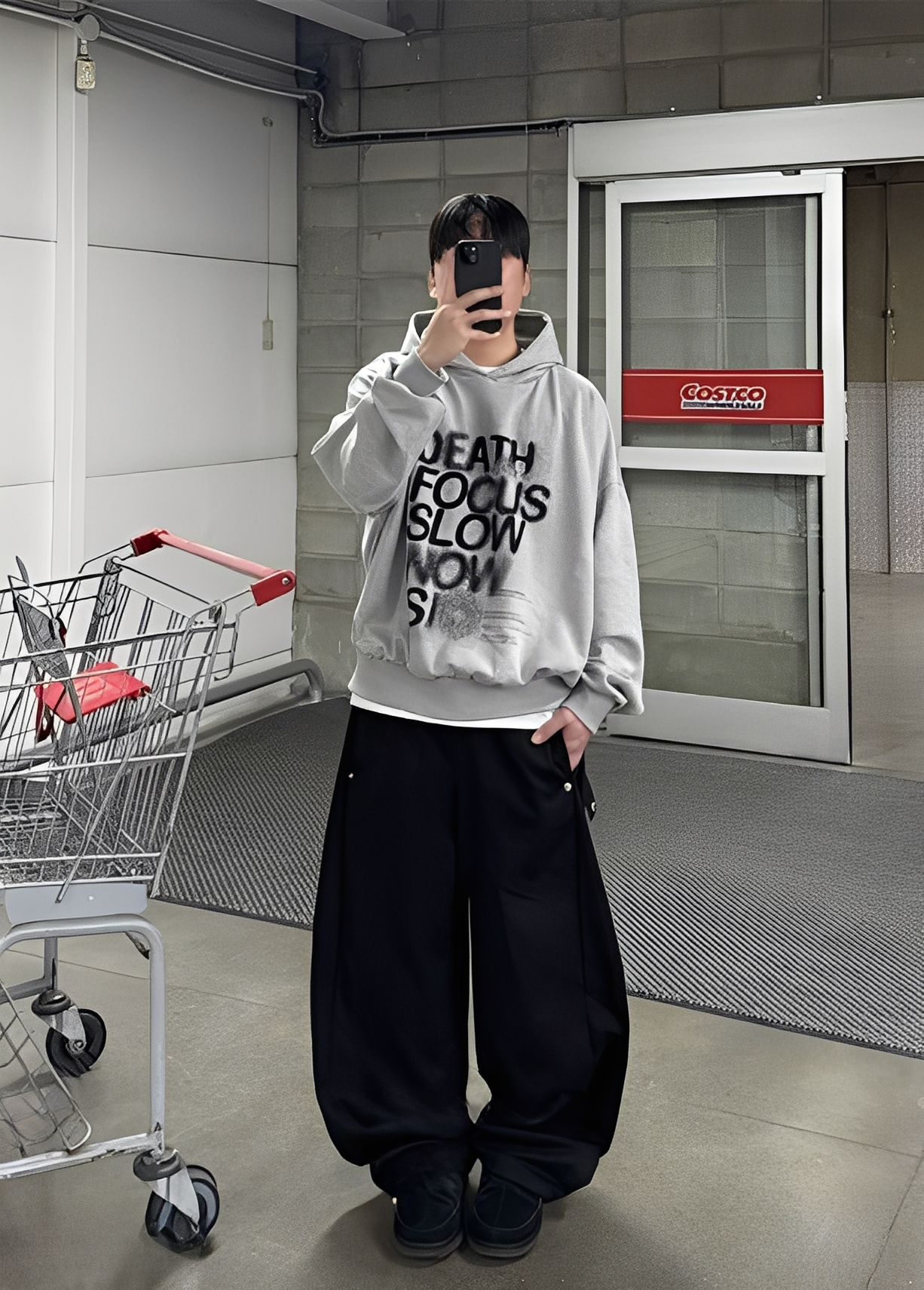 Balloon Style Side-Button Curved Pants