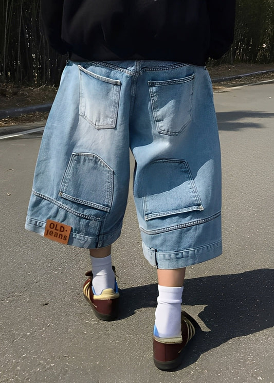 Vintage Denim Cropped Bermuda Shorts